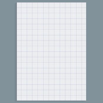 Grid paper. Realistic blank lined paper sheet in A4 format. Squared background with color graph. Geometric pattern for school, wallpaper, textures, notebook. Lined blank on transparent background.