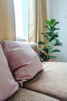 Interior decor, artificial plant decoration in bedroom.