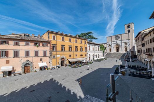 todi,italy june 11 2021:piazza del popolo in the center of the town of todi