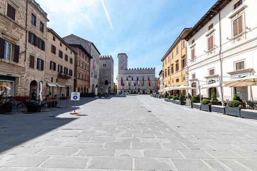 todi,italy june 11 2021:piazza del popolo in the center of the town of todi