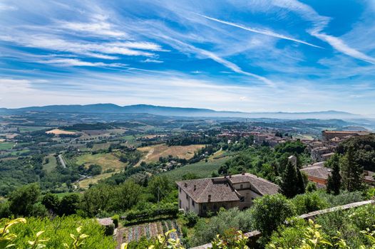 todi landscape from the belvedere view towards terni in summer