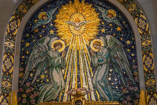 PARIS, FRANCE, SEPTEMBER 08, 2016 : interiors and details of Chapel of Our Lady of the Miraculous Medal, september 08, 2016, in Paris, France