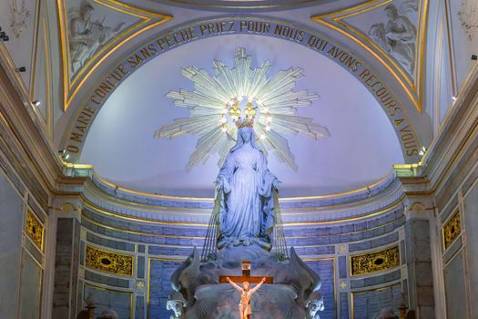 PARIS, FRANCE, SEPTEMBER 08, 2016 : interiors and details of Chapel of Our Lady of the Miraculous Medal, september 08, 2016, in Paris, France