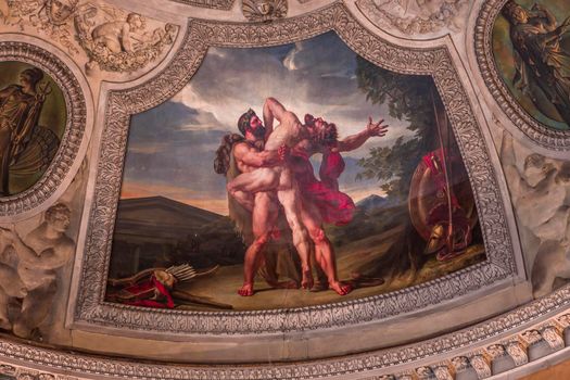 PARIS, FRANCE, MARCH 17, 2017 : architectural details and ceilings of gallery of Apollon,  march 17, 2017, in Paris, France