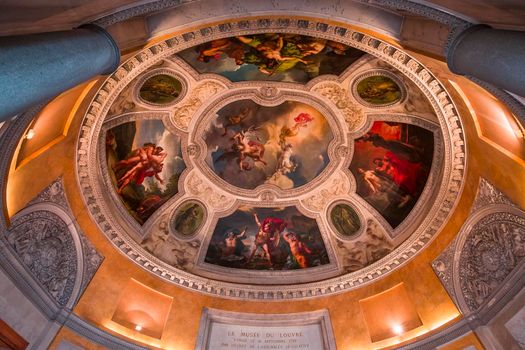 PARIS, FRANCE, MARCH 17, 2017 : architectural details and ceilings of gallery of Apollon,  march 17, 2017, in Paris, France