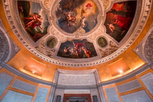 PARIS, FRANCE, MARCH 17, 2017 : architectural details and ceilings of gallery of Apollon,  march 17, 2017, in Paris, France