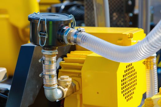Internal details of portable compressors close-up. Compressors for power generation
