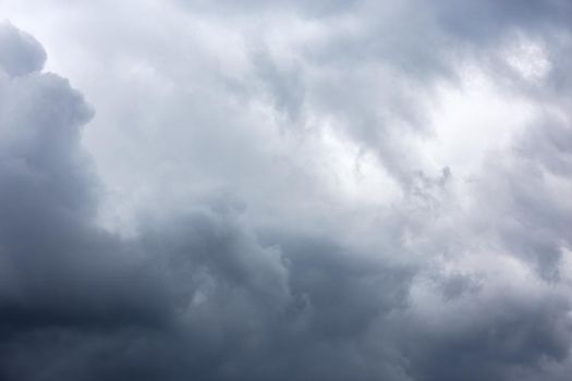 full frame summer storm clouds background, view from ground surface
