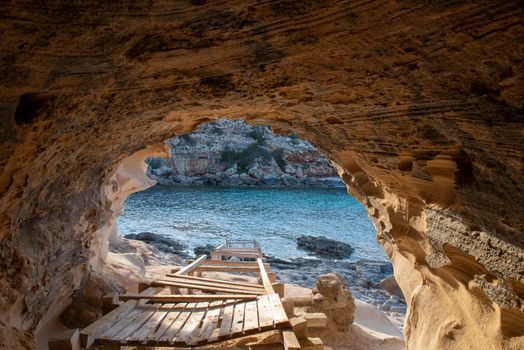 Beautiful Cala d en Baster on the island of Formentera in the Balearic Islands in Spain.