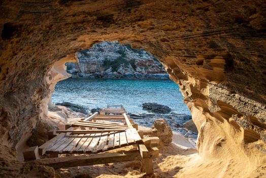 Beautiful Cala d en Baster on the island of Formentera in the Balearic Islands in Spain.