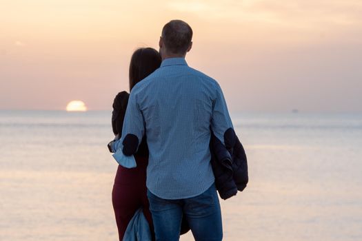 Young Couple in The end of the day in Cala Saona beach, Formentera, Spain