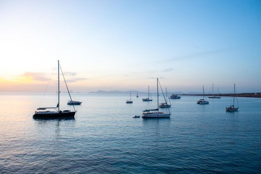 The end of the day in Cala Saona beach, Formentera, Spain.