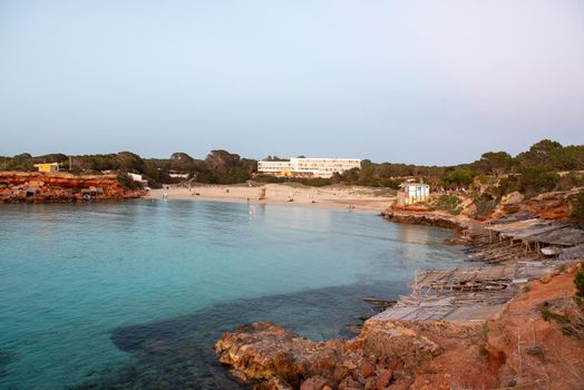The end of the day in Cala Saona beach, Formentera, Spain