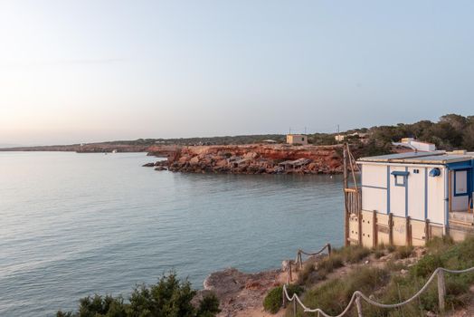 The end of the day in Cala Saona beach, Formentera, Spain
