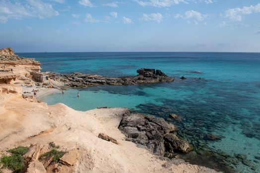 Formentera beach of Calo d es Mort in Balearic Islands.