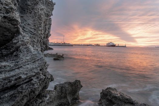 Port of La Sabina on the Island of Formentera in summer 2021 with Es Vedra behind.