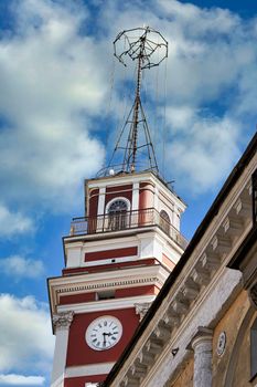 Tower of City Council building on Nevsky Prospect in St.Petersburg, Russia. City Historic Landmarks, Duma Tower
