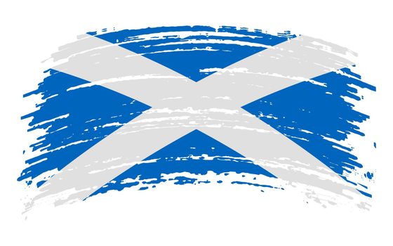 Scotland flag in grunge brush stroke, vector image