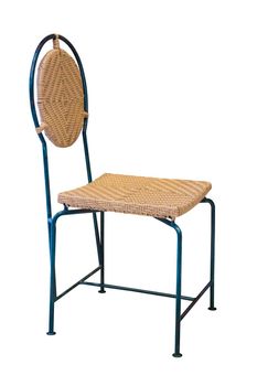 Chair steel legs with rattan cover isolated on white, work with clipping path.