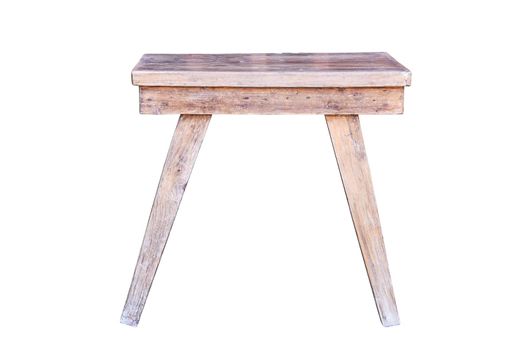 Old wooden table isolated on white background, work with clipping path.