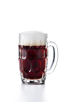 Traditional kvass beer mug with rye bread isolated on white background