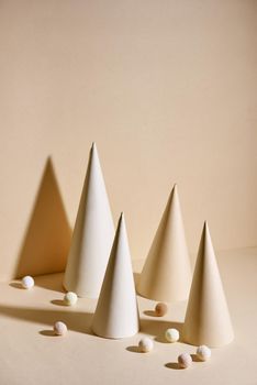 Creative christmas tree with beige cone paper.