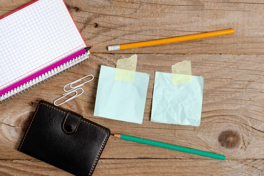 Display of Different Color Sticker Notes Arranged On Flat Lay Background