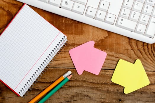 Display of Different Color Sticker Notes Arranged On Flat Lay Background