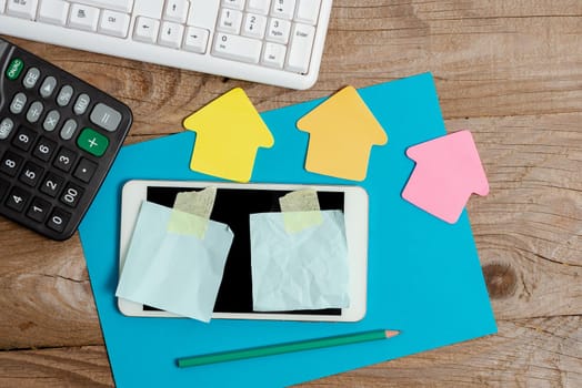 Display of Different Color Sticker Notes Arranged On Flat Lay Background