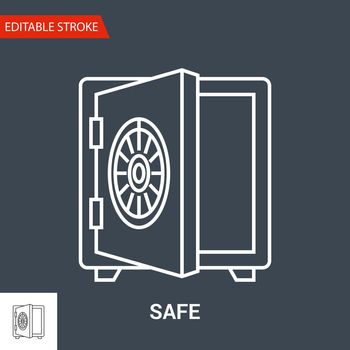 Safe Icon. Thin Line Vector Illustration - Adjust stroke weight - Expand to any Size, Easy Change Colour, Editable Stroke
