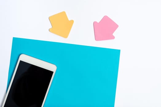 Display of Different Color Sticker Notes Arranged On Flat Lay Background