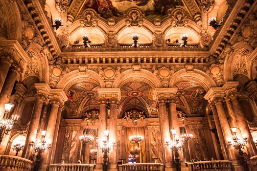 PARIS, france, DECEMBER 22 : An interior view of Opera de Paris, Palais Garnier, Paris Opera house shown on december 22, 2012 in Paris, france 