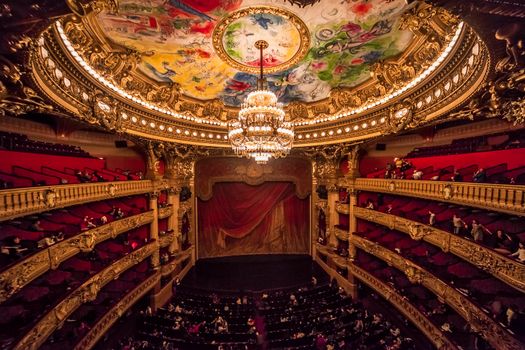 PARIS, france, DECEMBER 22 : An interior view of Opera de Paris, Palais Garnier, Paris Opera house shown on december 22, 2012 in Paris, france 