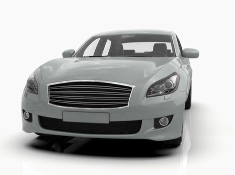 Generic and Brandless Car Isolated on White 3d Illustration, Contemporary Sedan Studio, Dealership Automobile Industry, Auto Transport, Infographics Automotive Background, City Vehicle Template