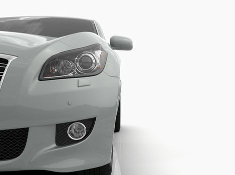 Generic and Brandless Car Isolated on White 3d Illustration, Contemporary Sedan Studio, Dealership Automobile Industry, Auto Transport, Infographics Automotive Background, City Vehicle Template
