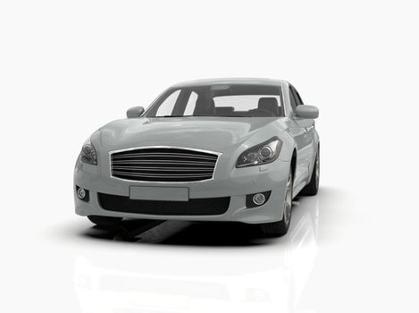 Generic and Brandless Car Isolated on White 3d Illustration, Contemporary Sedan Studio, Dealership Automobile Industry, Auto Transport, Infographics Automotive Background, City Vehicle Template