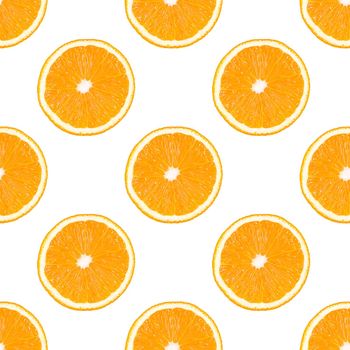 Seamless pattern made from orange fruit slice isolated on a white background.