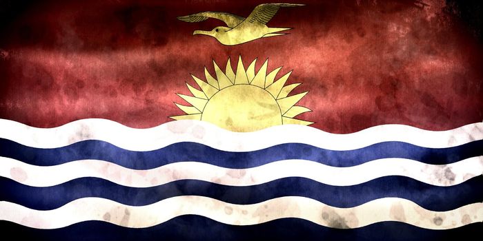 Kiribati flag - realistic waving fabric flag