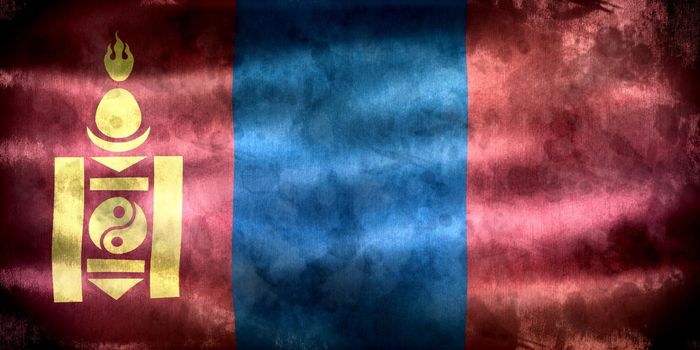 Mongolia flag - realistic waving fabric flag