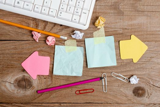 Display of Different Color Sticker Notes Arranged On Flat Lay Background