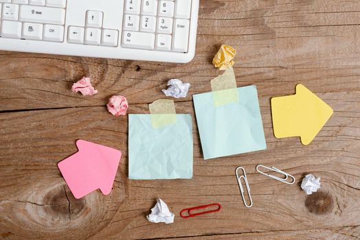 Display of Different Color Sticker Notes Arranged On Flat Lay Background