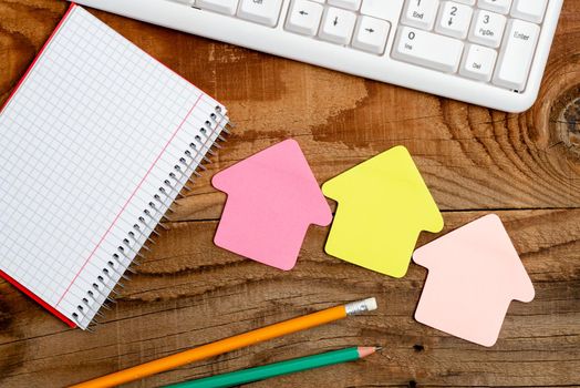 Display of Different Color Sticker Notes Arranged On Flat Lay Background