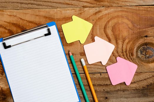 Display of Different Color Sticker Notes Arranged On Flat Lay Background