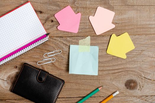 Display of Different Color Sticker Notes Arranged On Flat Lay Background