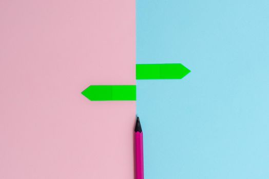 Two Objects Arranged Facing Inward Outward On a Separated Coloured Background
