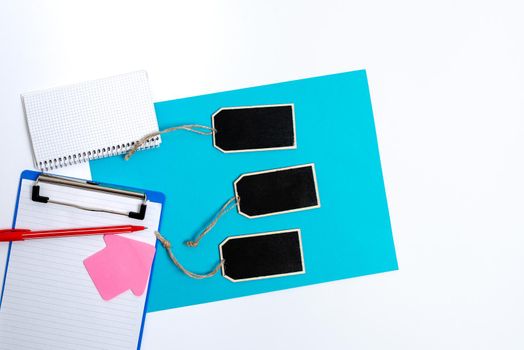 Display of Different Color Sticker Notes Arranged On Flat Lay Background