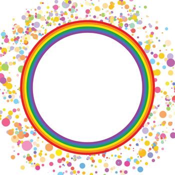 Flag LGBT icon, round frame with confetti. Template design, vector illustration. Love wins. LGBT symbol in rainbow colors. Gay pride collection.