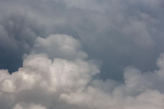 full frame summer storm clouds background, view from ground surface