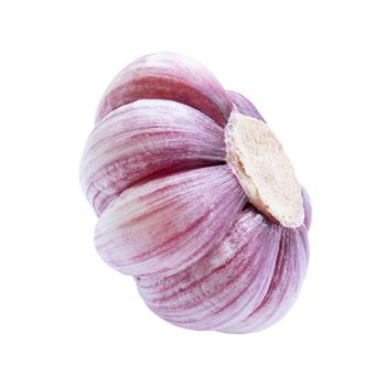 Garlic raw vegetable isolated on a white background.