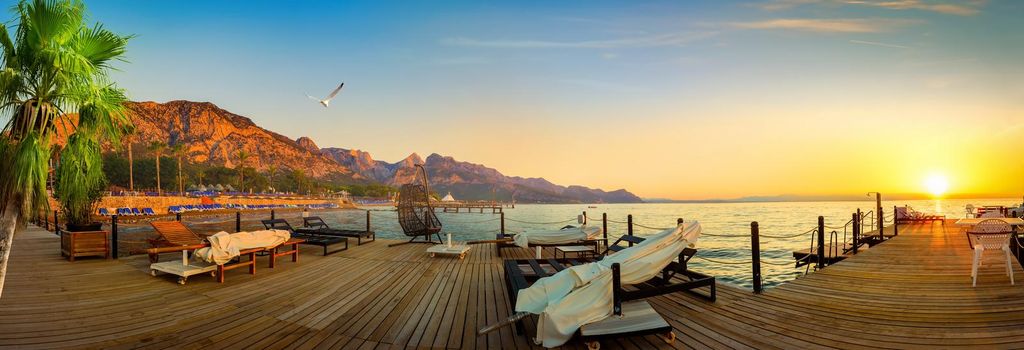 Mediterranean sea and mountains in turkish Kemer